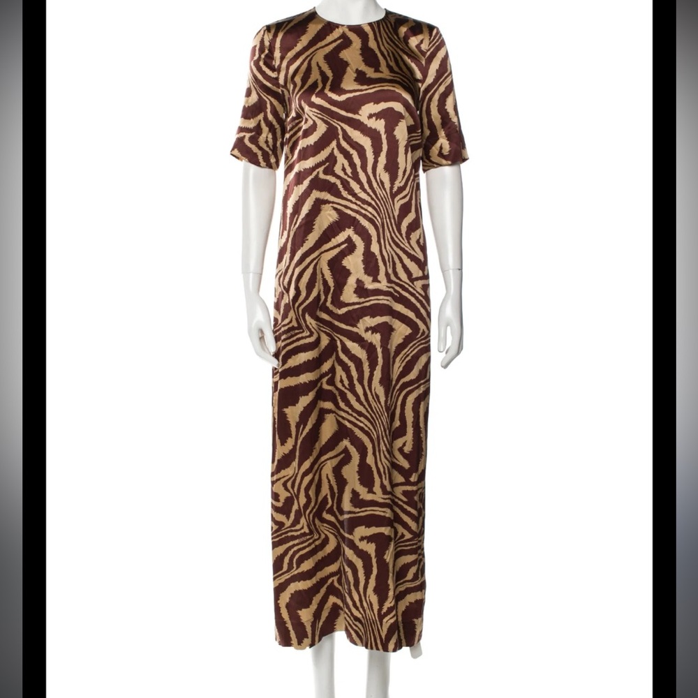 Ganni Zebra Satin Slip Dress - Size L